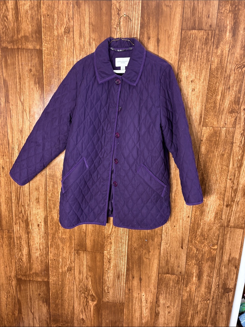 Appleseed's Quilted Purple Button-Front Pea Coat